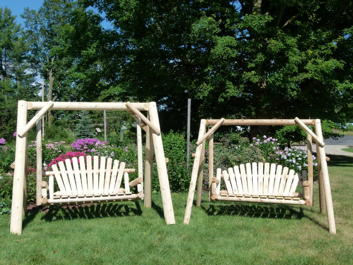 Cedar Porch Swing with Stand and Canopy