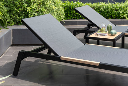 3-Piece Aluminum Sun Lounger Set with Side Table