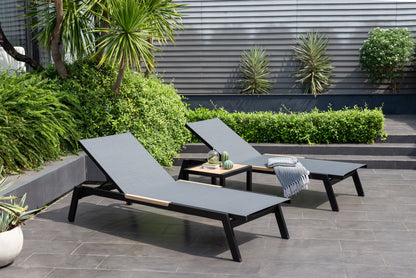 3-Piece Aluminum Sun Lounger Set with Side Table