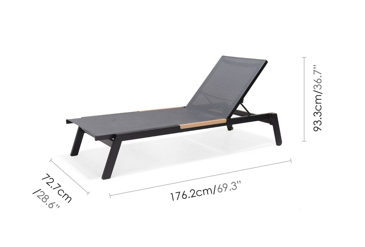 3-Piece Aluminum Sun Lounger Set with Side Table