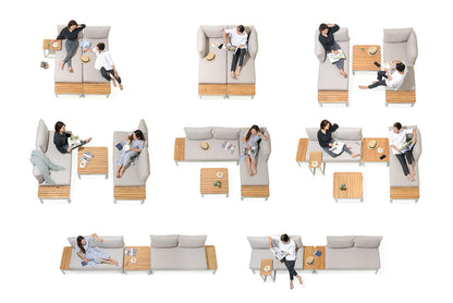 3-Piece Teak and Aluminum Outdoor Modular Sofa Set