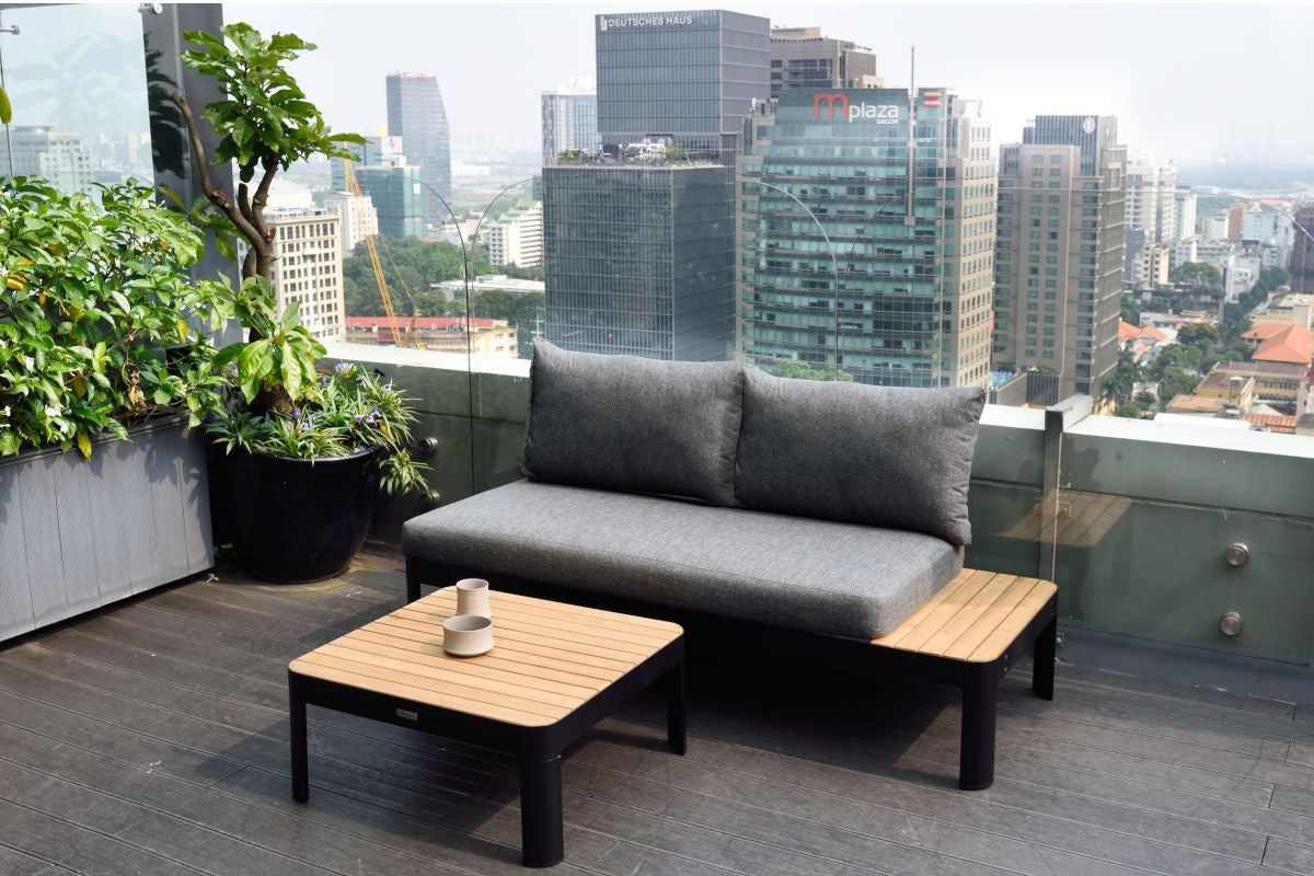 3-Piece Teak and Aluminum Outdoor Modular Sofa Set