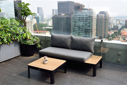 3-Piece Teak and Aluminum Outdoor Modular Sofa Set