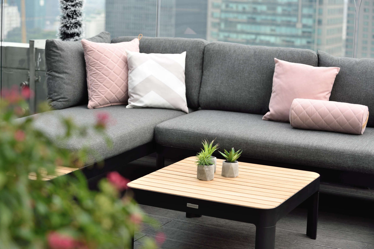 3-Piece Teak and Aluminum Outdoor Modular Sofa Set