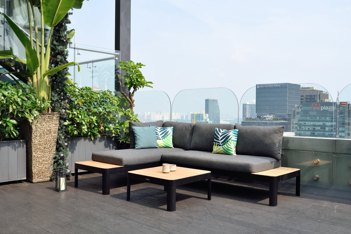 3-Piece Teak and Aluminum Outdoor Modular Sofa Set