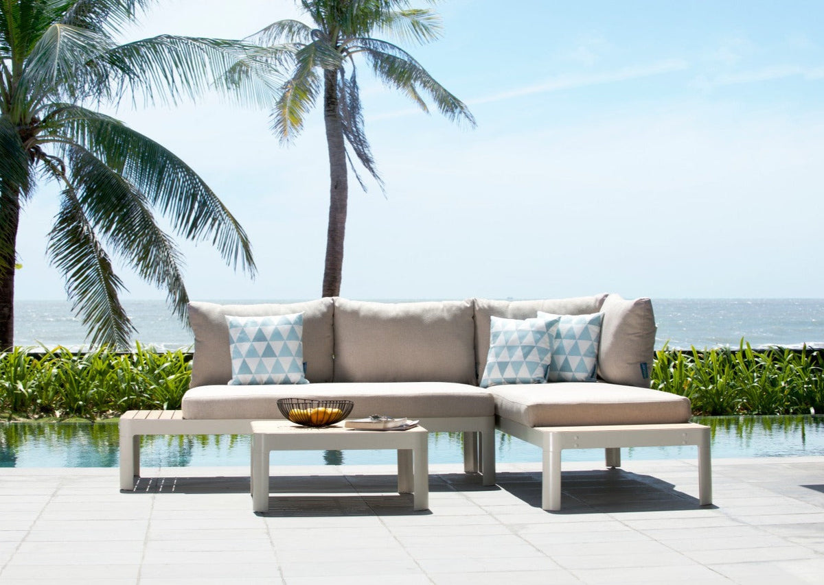 3-Piece Teak and Aluminum Outdoor Modular Sofa Set