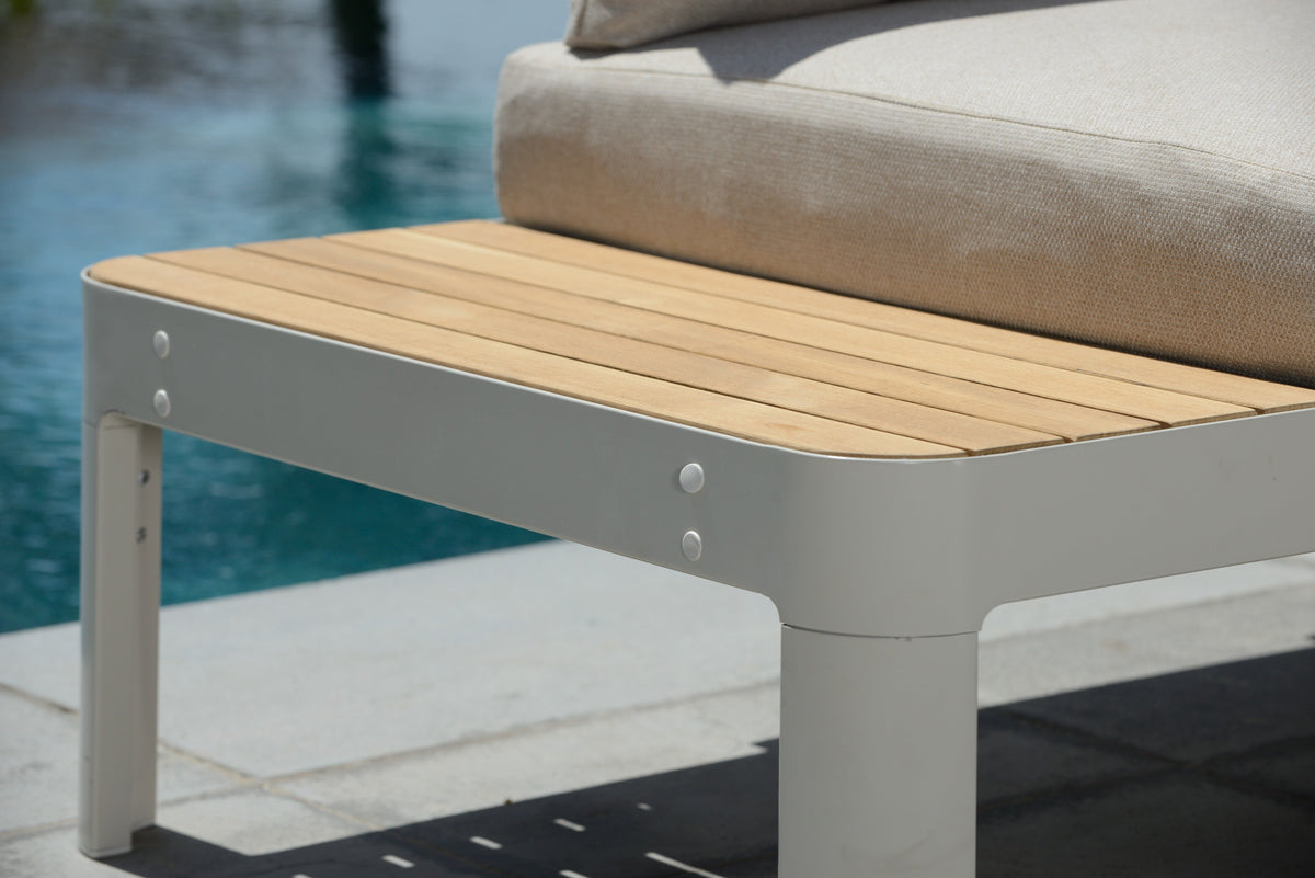 3-Piece Teak and Aluminum Outdoor Modular Sofa Set