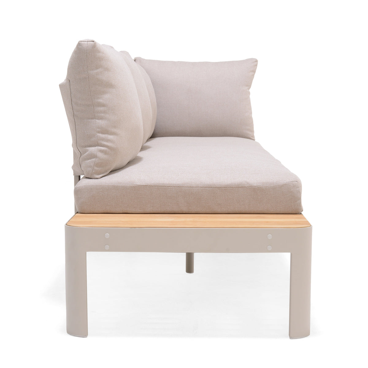 3-Piece Teak and Aluminum Outdoor Modular Sofa Set