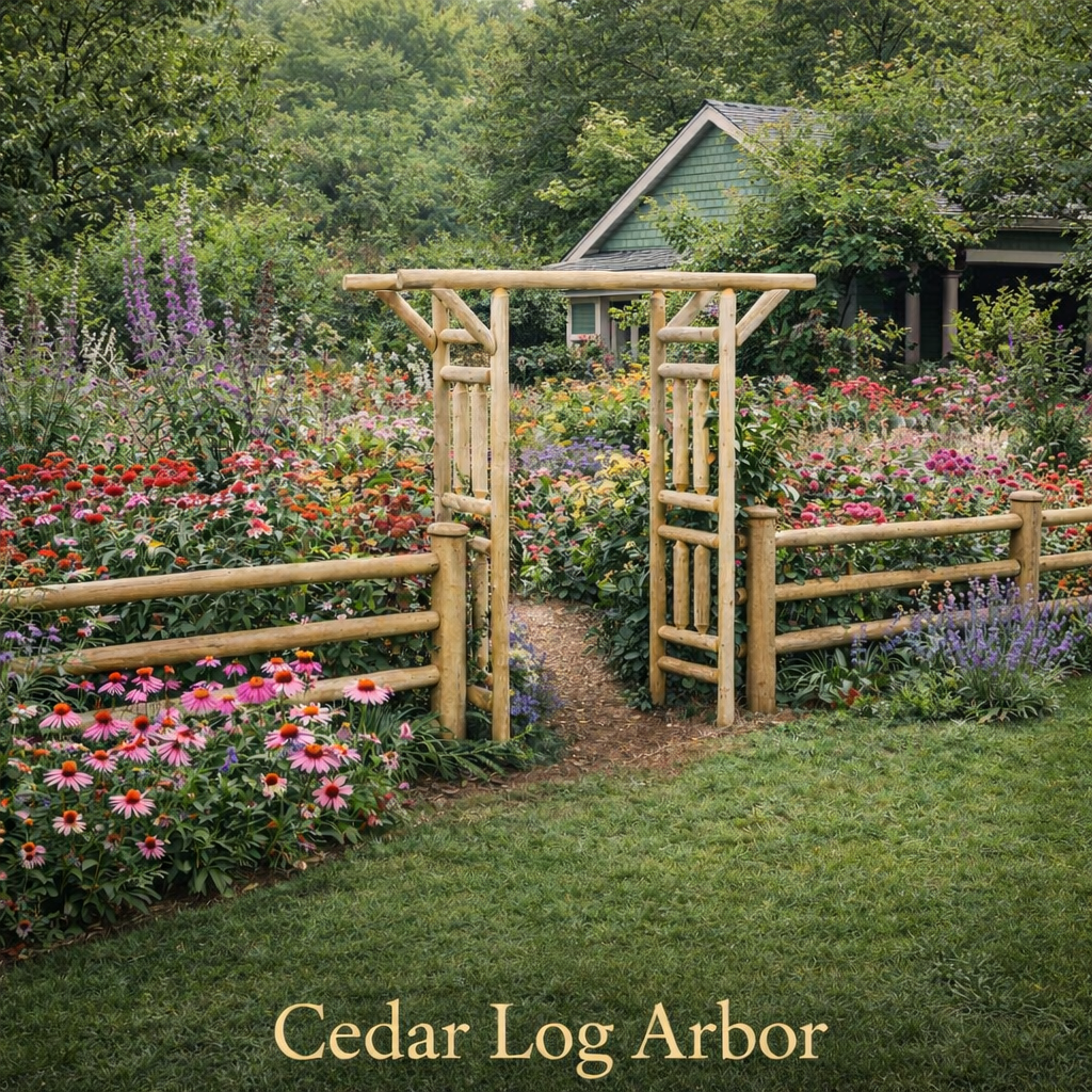 White Cedar Log Garden Arbor