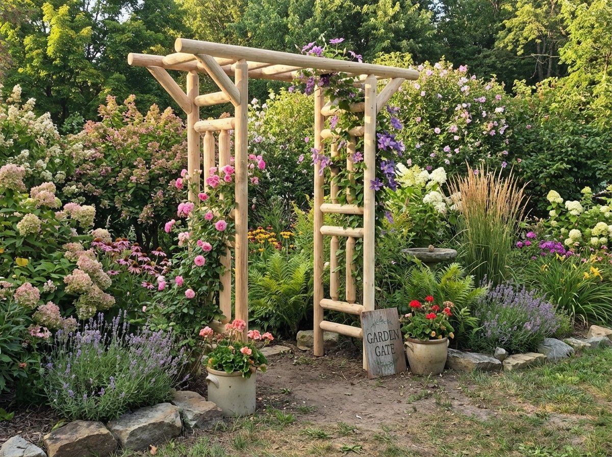 White Cedar Log Garden Arbor