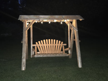 Cedar Porch Swing with Stand and Canopy