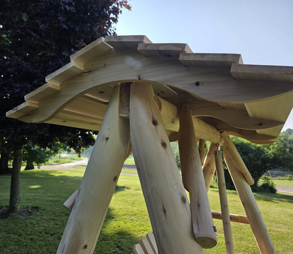 Cedar Porch Swing with Stand and Canopy