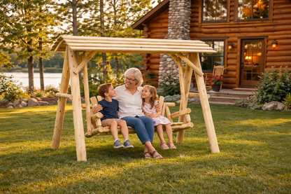 Cedar Porch Swing with Stand and Canopy