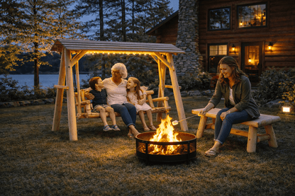 Cedar Porch Swing with Stand and Canopy