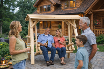 Cedar Porch Swing with Stand and Canopy