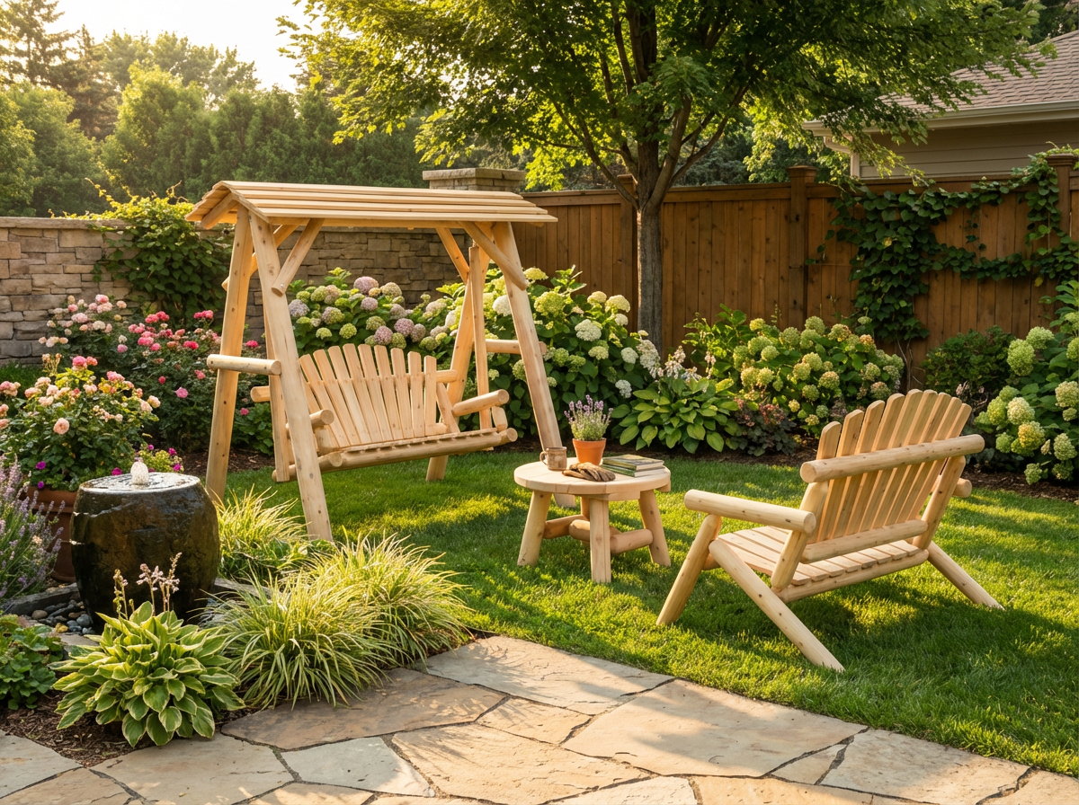 Cedar Porch Swing with Stand and Canopy