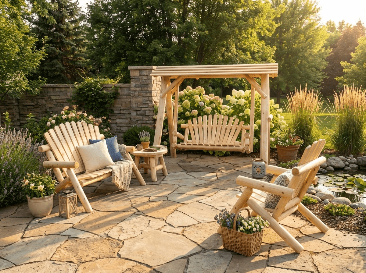 Cedar Porch Swing with Stand and Canopy
