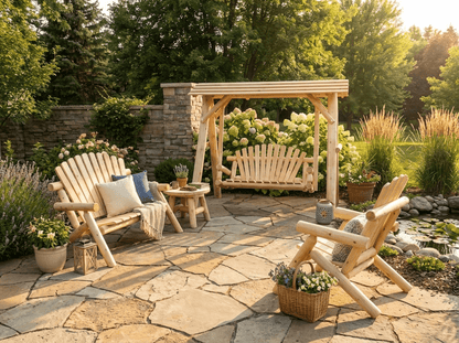 Cedar Porch Swing with Stand and Canopy