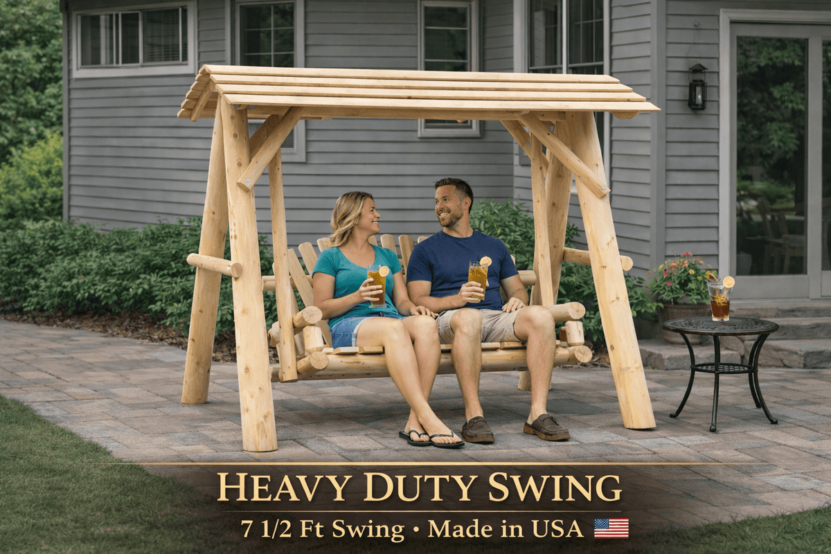 Cedar Porch Swing with Stand and Canopy